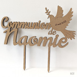 Cake topper baptême Colombe à personnaliser