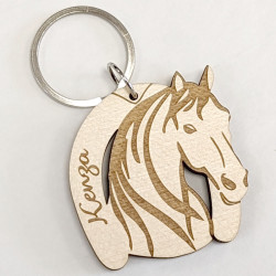 Porte clés cheval personnalisé en bois gravé