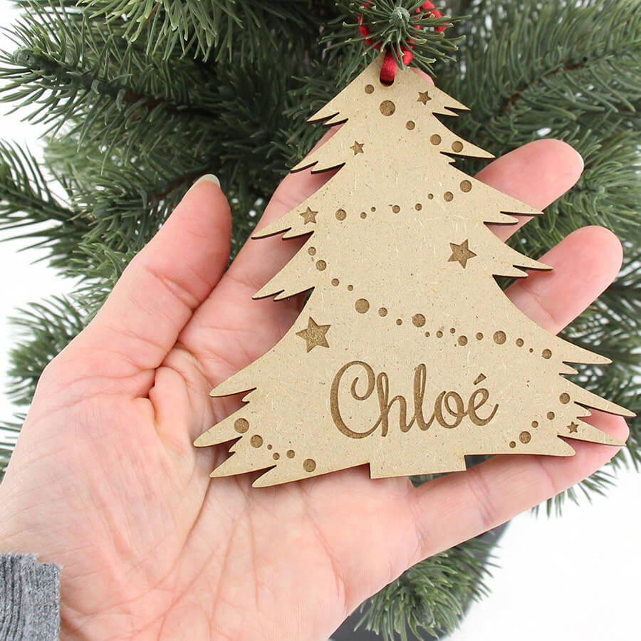 Boule De Noël Personnalisable En Bois Avec Prénoms - Décoration Sapin, Cadeau Premier Noël, 10x12 Ou 10x14 Cm