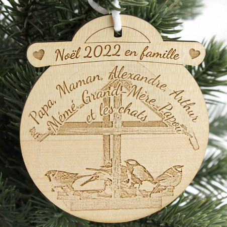Boule De Noël Personnalisable Famille 2025 - Résine Pleine 3D, 8 Cm - Prénoms Imprimés - Décoration Sapin Cadeau Familial - Pour 5 Personnes