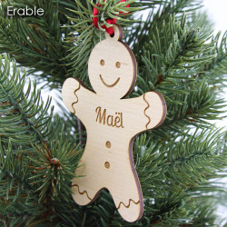 Bonhomme pain d'épice en bois - boule de noël personnalisé prénom