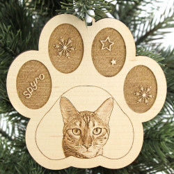 Boule de noël patte chien ou chat photo à personnaliser