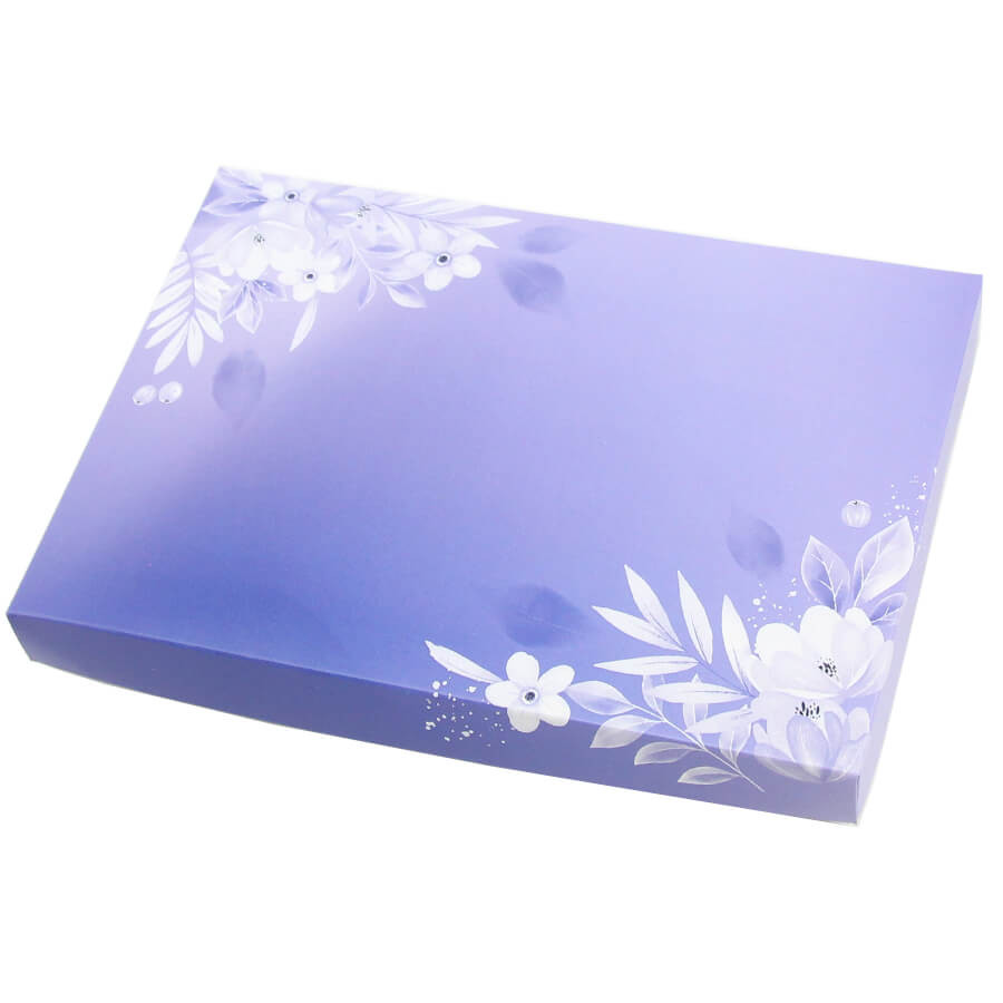 Boîte cadeau 20x14 cm Violette et fleurs Boîte cadeau 20x14 cm Violette et fleurs