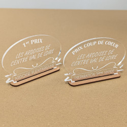 Trophée plexi ovale gravé à personnaliser anniversaire, récompense