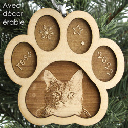 Boule de noël patte chien ou chat photo à personnaliser