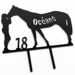 Cake topper anniversaire cheval fille calin personnalisé