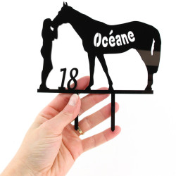 Cake topper anniversaire cheval fille calin personnalisé