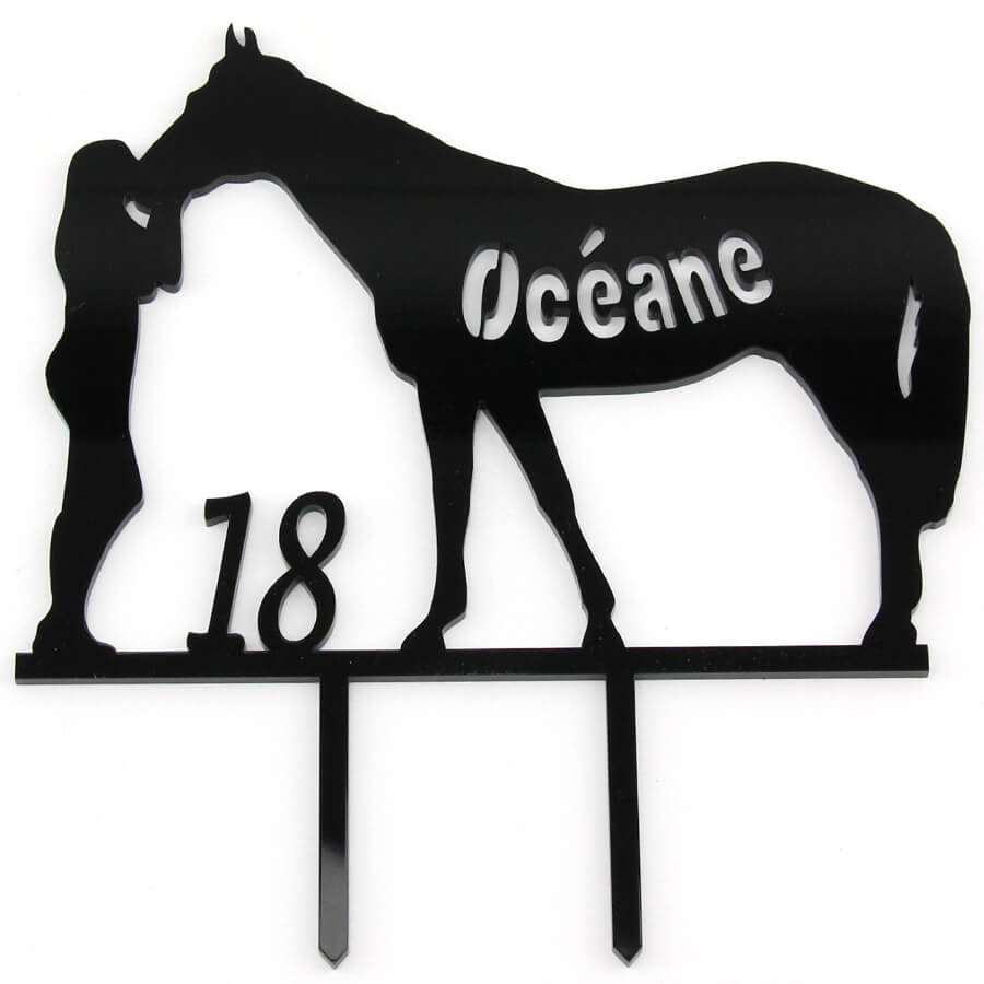 Cake topper anniversaire cheval fille calin personnalisé