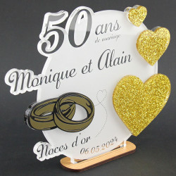 Trophée cadeau 50 ans de mariage Alliances