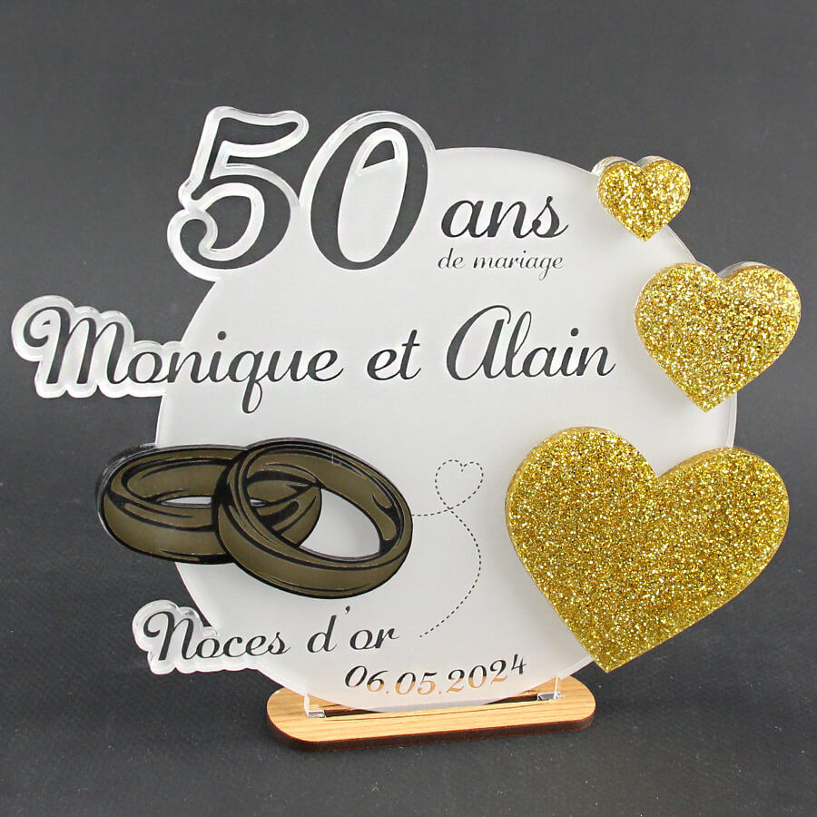 Trophée cadeau 50 ans de mariage Alliances