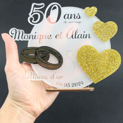 Trophée cadeau 50 ans de mariage Alliances