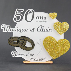 Trophée cadeau 50 ans de mariage Alliances