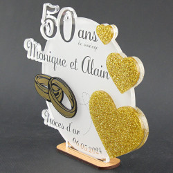 Trophée cadeau 50 ans de mariage Alliances