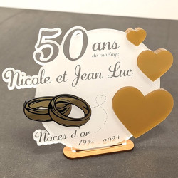 Trophée cadeau 50 ans de mariage Alliances