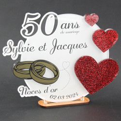 Trophée cadeau 50 ans de mariage Alliances