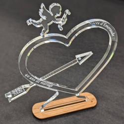 Cadeau trophée personnalisé coeur gravé Ange cupidon