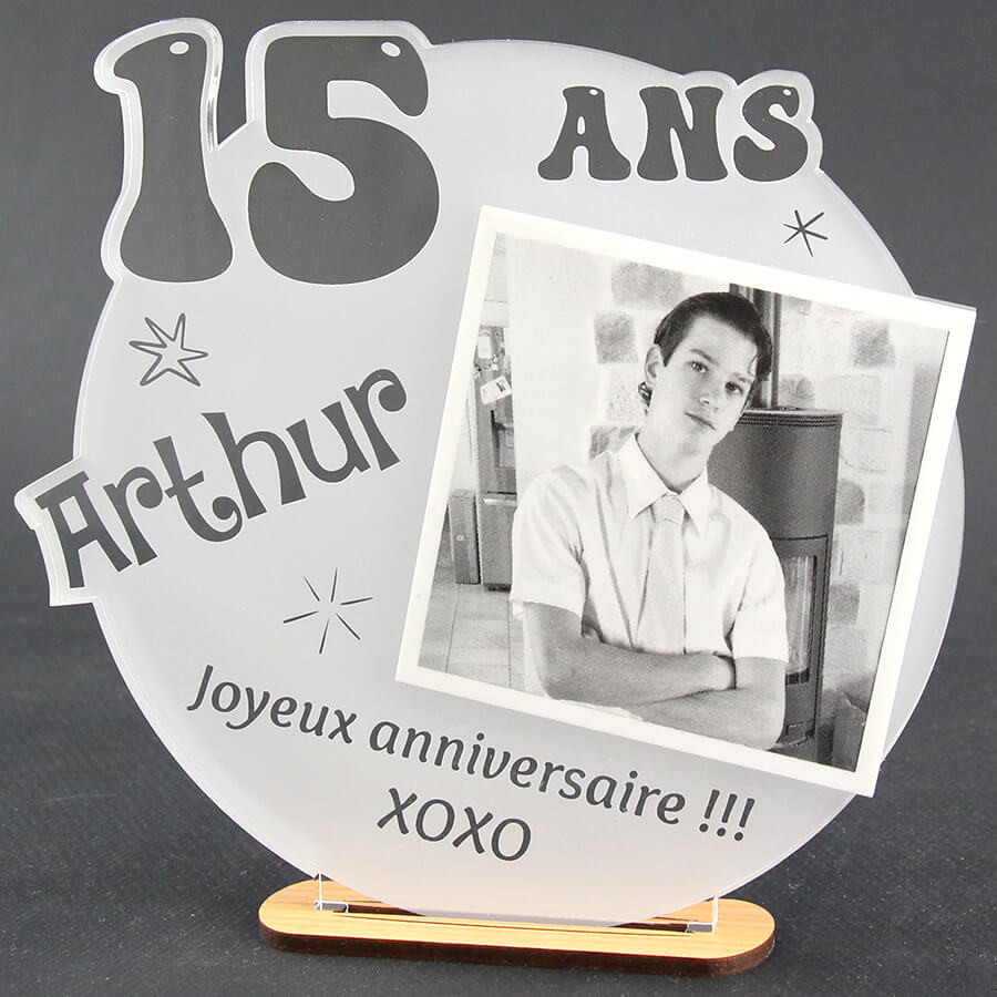 Trophée cadeau anniversaire avec photo