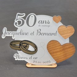 Trophée cadeau 50 ans de mariage Alliances