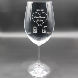 Verre mariage personnalisé Initiales suspendues