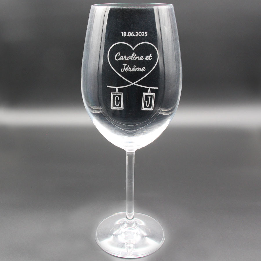 Verre mariage personnalisé Initiales suspendues