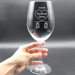 Verre mariage personnalisé Initiales suspendues