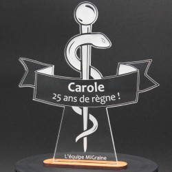 Trophée cadeau caducée infirmier personnalisable