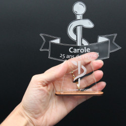 Trophée cadeau caducée infirmier personnalisable