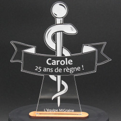 Trophée cadeau caducée infirmier personnalisable