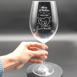 Verre mariage personnalisé Coeurs enlacés