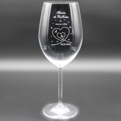 Verre mariage personnalisé Coeurs enlacés