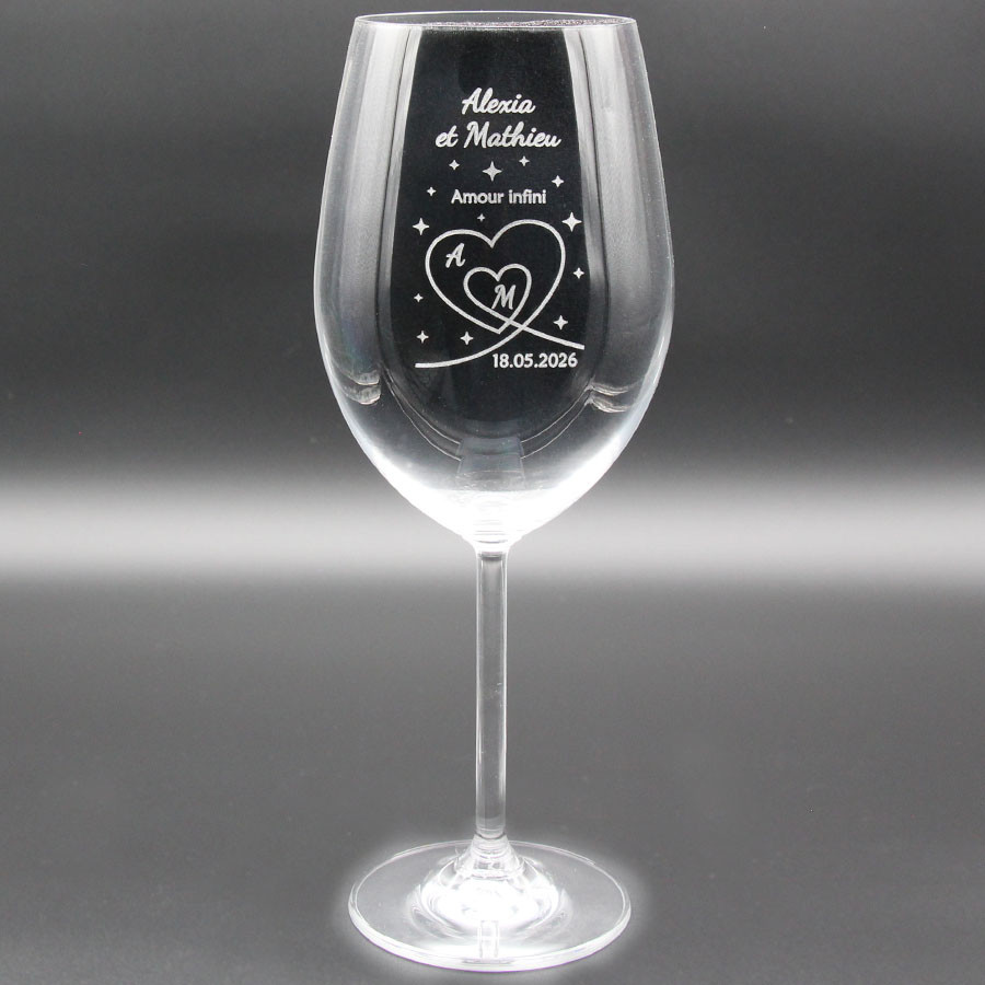 Verre mariage personnalisé Coeurs enlacés
