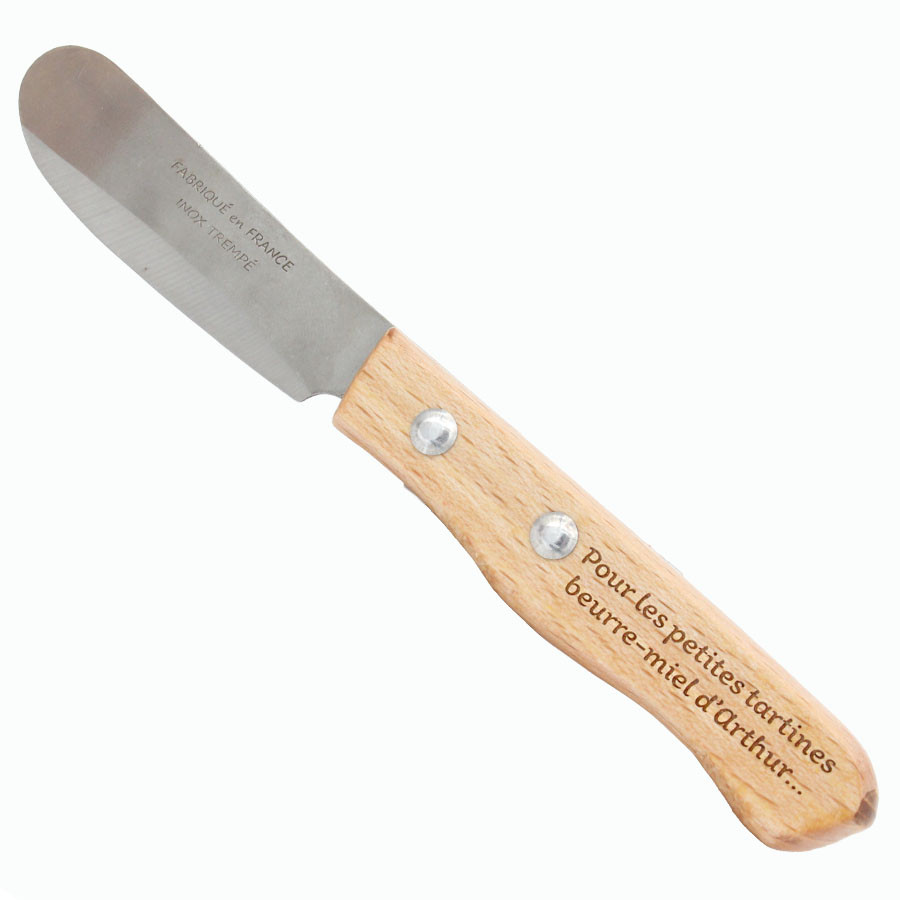 Couteau à beurre inox et bois personnalisé