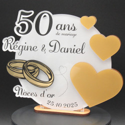 Trophée cadeau 50 ans de mariage Alliances Trophée cadeau 50 ans de mariage Alliances