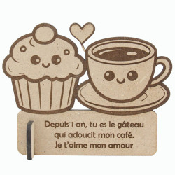 Mini trophée cadeau couple personnalisé café gâteau
