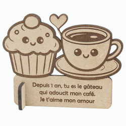 Mini trophée cadeau couple personnalisé café gâteau