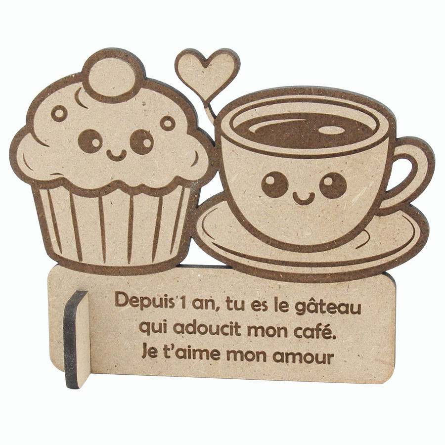 Mini trophée cadeau couple personnalisé café gâteau