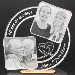 Trophée cadeau couple anniversaire de mariage personnalisé 2 photos