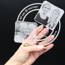 Trophée cadeau couple anniversaire de mariage personnalisé 2 photos