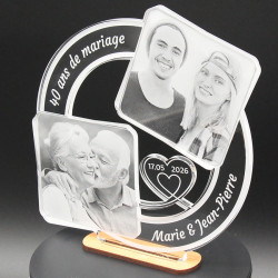 Trophée cadeau couple anniversaire de mariage personnalisé 2 photos