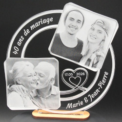 Trophée cadeau couple anniversaire de mariage personnalisé 2 photos