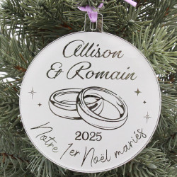 Boule de noël personnalisée couple Premier noël mariés