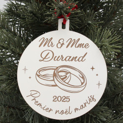 Boule de noël personnalisée couple Premier noël mariés
