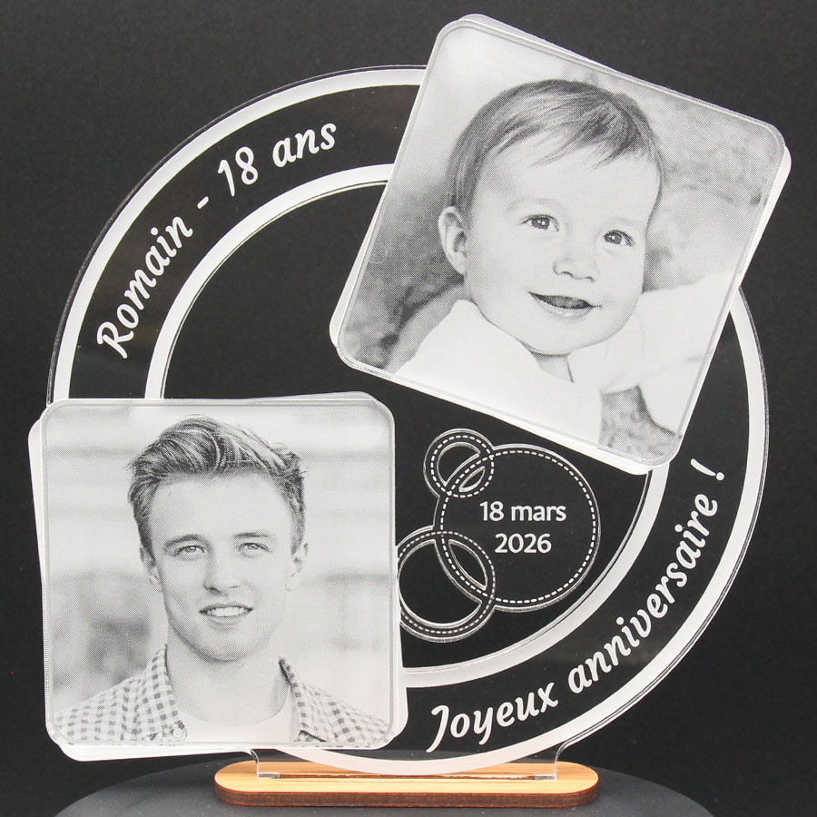 Trophée personnalisé cadeau anniversaire original 2 photos