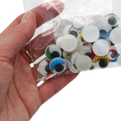 40 yeux mobiles avec cils à coller - couleurs et tailles assorties