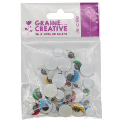 40 yeux mobiles avec cils à coller - couleurs et tailles assorties