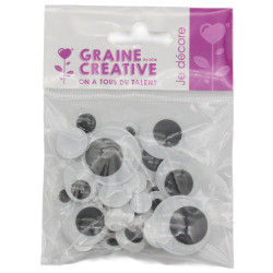 54 yeux mobiles autocollants - tailles assorties