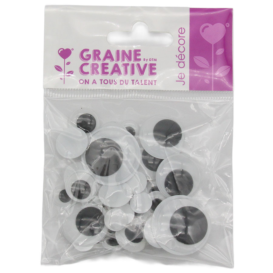 54 yeux mobiles autocollants - tailles assorties