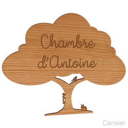 Plaque de porte en bois personnalisée - Arbre de la forêt