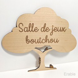 Plaque de porte en bois personnalisée - Arbre de la forêt