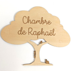 Plaque de porte en bois personnalisée - Arbre de la forêt
